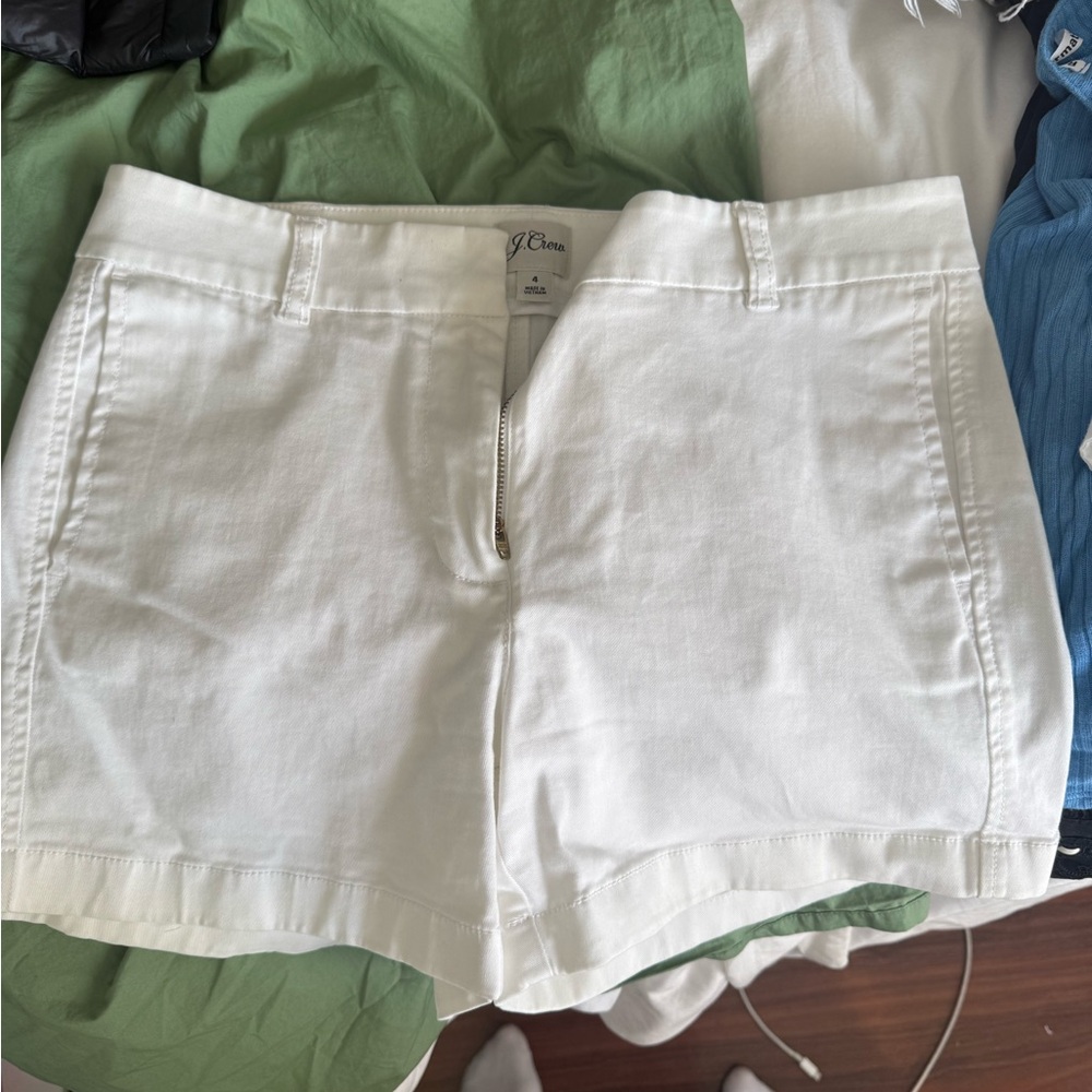 J. Crew White High Waist Chino Shorts